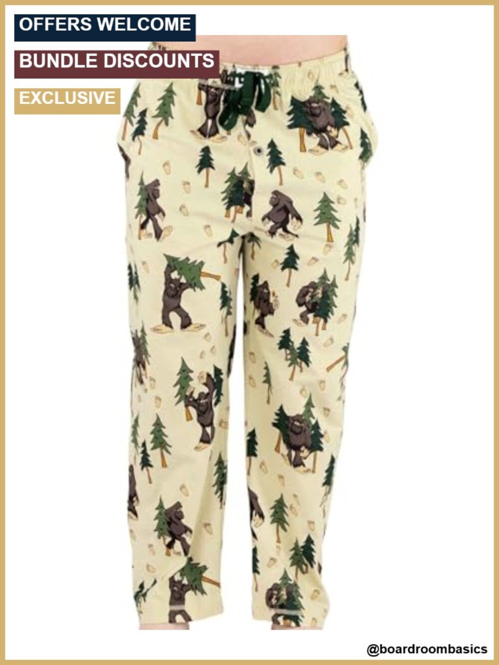 Lazy One Novelty Mens Cotton Pajama Pants Bigfoot Sleep Bottoms
